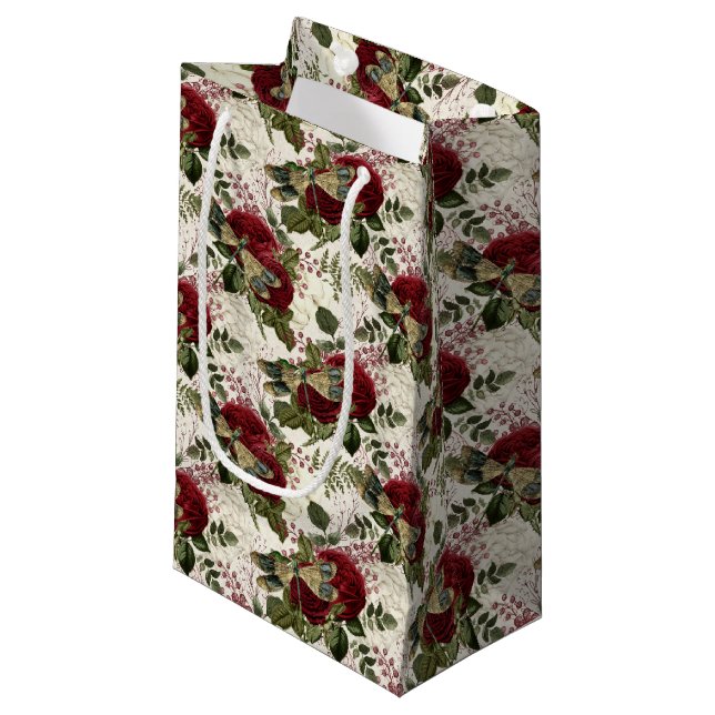 The Rose and Dragonfly Series (Design 7) Small Gift Bag (Front Angled)