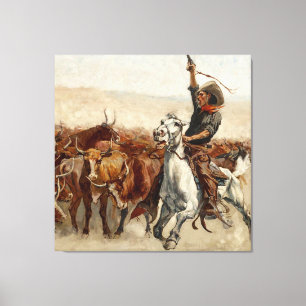 The Roundup Western Art by Frederic Remington Canvas Print