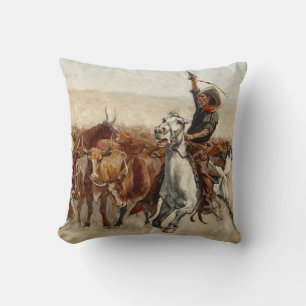 The Roundup Western Art by Frederic Remington Cushion