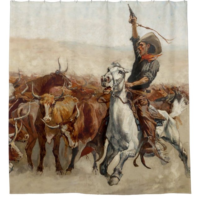 The Roundup Western Art by Frederic Remington Shower Curtain (Front)