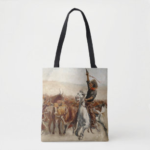 The Roundup Western Art by Frederic Remington Tote Bag