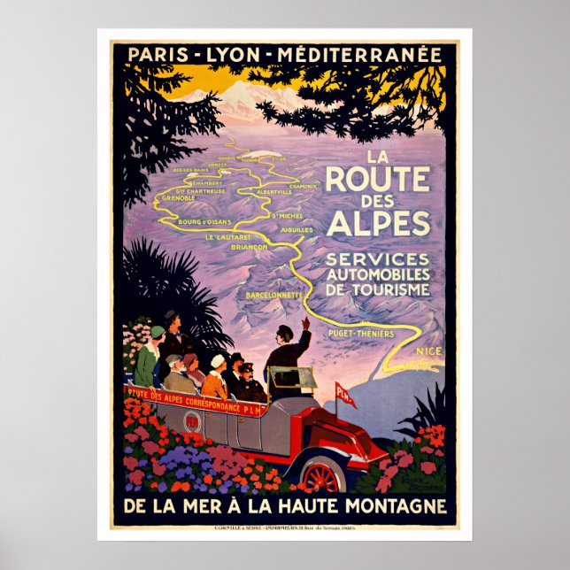 The Route Des Alpes France Vintage Travel Poster (Front)