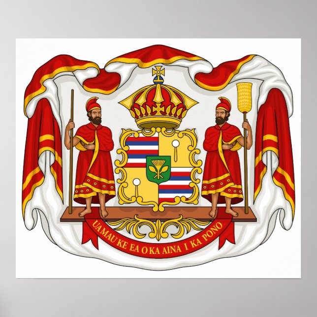 The Royal Coat of Arms of the Kingdom of Hawaii Poster (Front)