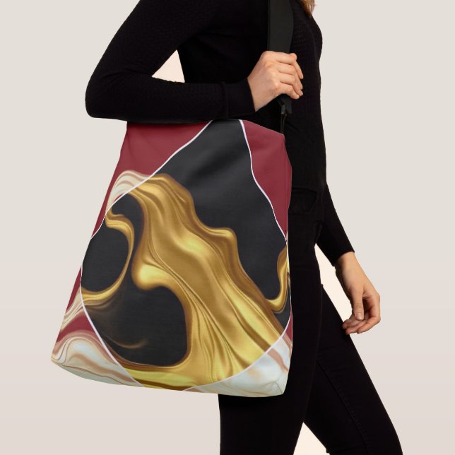 The Royal Flow: Regal Crimson & Gold Luxury Achemp Crossbody Bag (Close Up)
