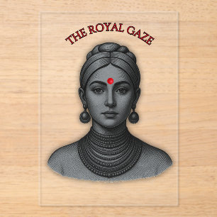 The Royal Gaze - Indian Queen Line Art Acrylic Invitations