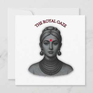 The Royal Gaze - Indian Queen Line Art Invitation