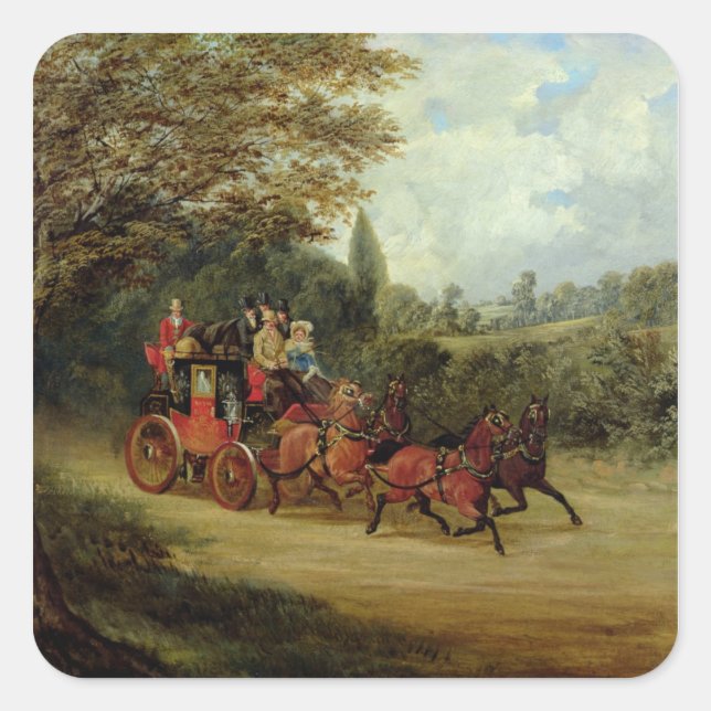 The Royal Mail Coach with Passengers (oil on canva Square Sticker (Front)