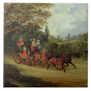 The Royal Mail Coach with Passengers (oil on canva Tile