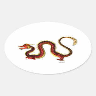 The Ruby Dragon Oval Sticker