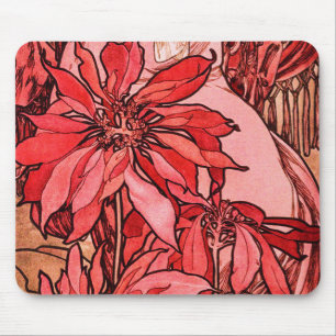 The Ruby Flower by Alphonse Mucha Vintage Art Mouse Pad