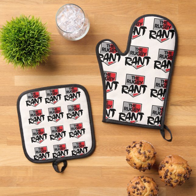 The Rugby Rant Oven Mitts Mitt & Pot Holder Set (Top Down)