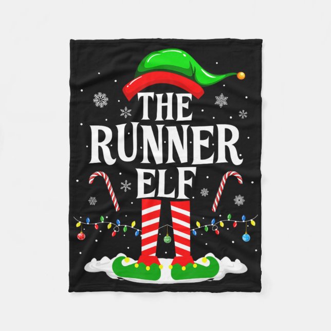 The Runner Elf Xmas Funny Runners Christmas Runnin Fleece Blanket (Front)