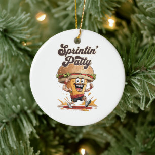 The Running Cheeseburger Ceramic Tree Decoration