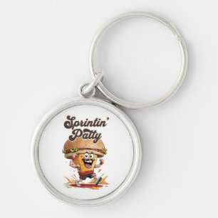 The Running Cheeseburger Key Ring