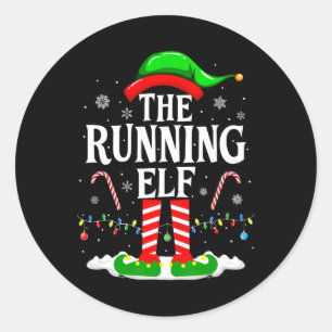 The Running Elf Xmas Running Funny Runner Christma Classic Round Sticker