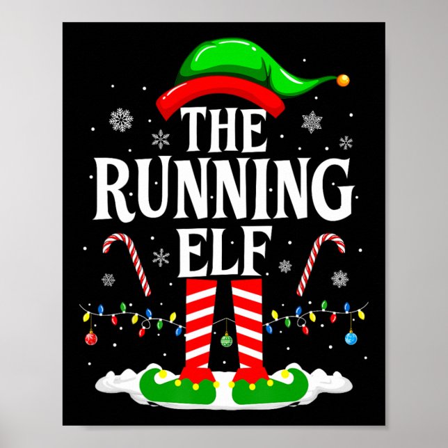 The Running Elf Xmas Running Funny Runner Christma Poster (Front)