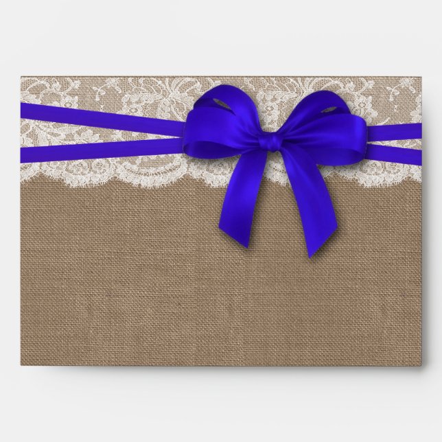 The Rustic Blue Bow Wedding Collection Envelopes (Front)