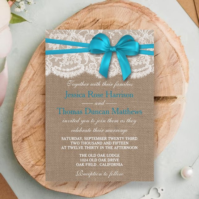 The Rustic Blue Bow Wedding Collection Invitation (Creator Uploaded)
