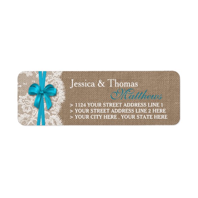 The Rustic Blue Bow Wedding Collection Labels (Front)