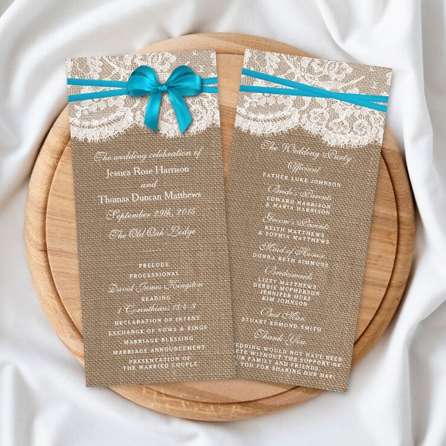 The Rustic Blue Bow Wedding Collection Programs Programme (Creator Uploaded)
