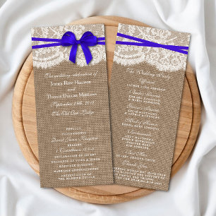 The Rustic Blue Bow Wedding Collection Programs Rack Card