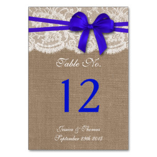 The Rustic Blue Bow Wedding Collection Table Number