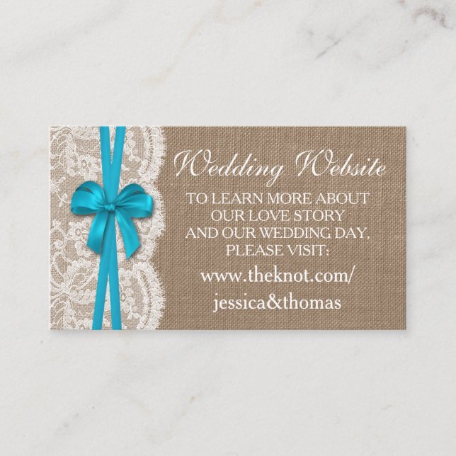 The Rustic Blue Bow Wedding Collection Website Enclosure Card (Front)