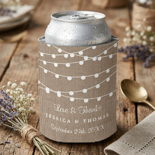 The Rustic Burlap String Lights Wedding Collection Can Cooler