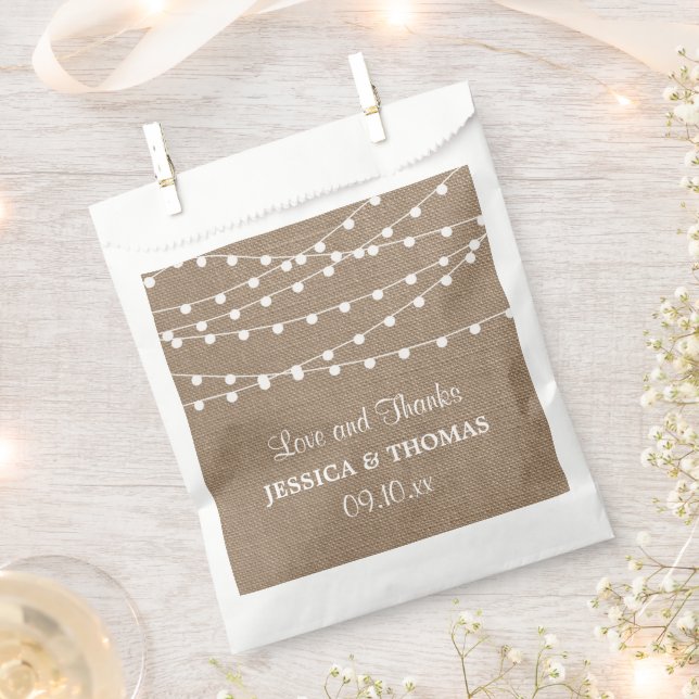 The Rustic Burlap String Lights Wedding Collection Favour Bags (Clipped)