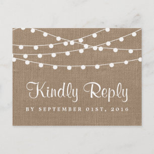 The Rustic Burlap String Lights Wedding Collection Invitation Postcard