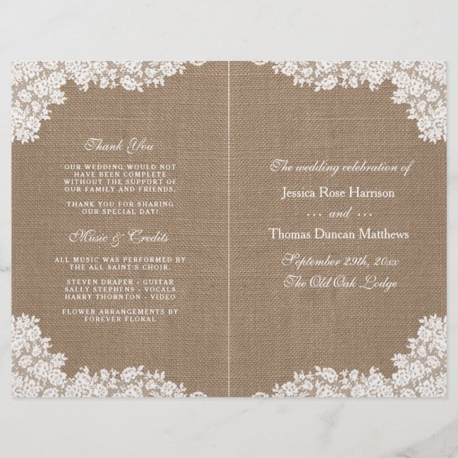 The Rustic Burlap & Vintage White Lace Collection (Front)