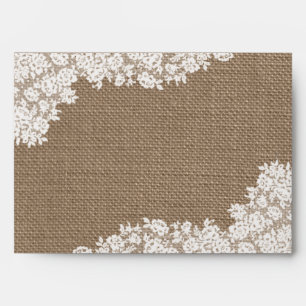 The Rustic Burlap & Vintage White Lace Collection Envelopes