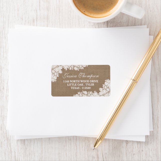 The Rustic Burlap & Vintage White Lace Collection Label (Insitu)