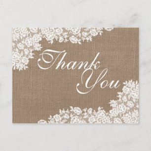 The Rustic Burlap & Vintage White Lace Collection Postcard