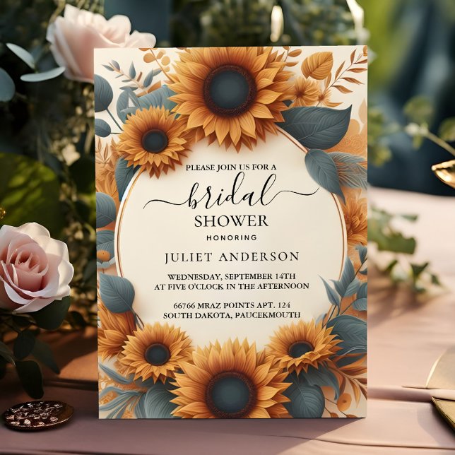 The Rustic Garden Greenery Sunflower Bridal Shower Invitation (Creator Uploaded)