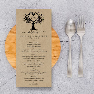 The Rustic Heart Tree Wedding Collection Menu