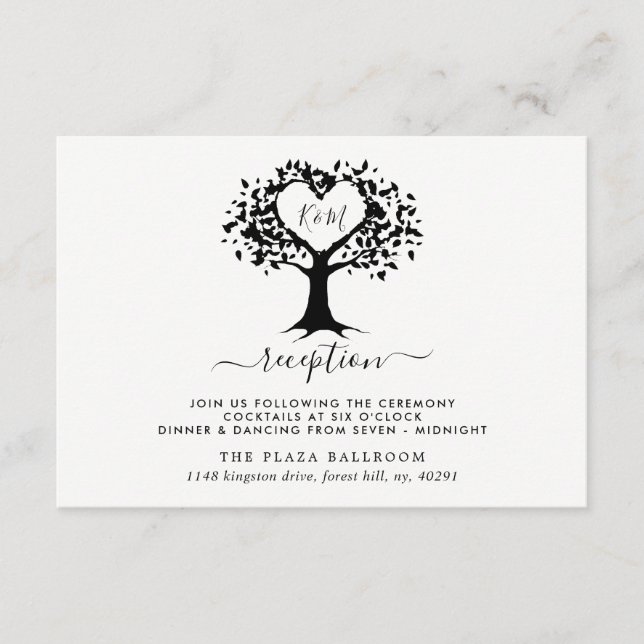 The Rustic Heart Tree Wedding Collection Reception Enclosure Card (Front)