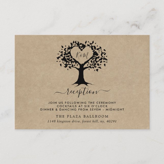 The Rustic Heart Tree Wedding Collection Reception Enclosure Card (Front)