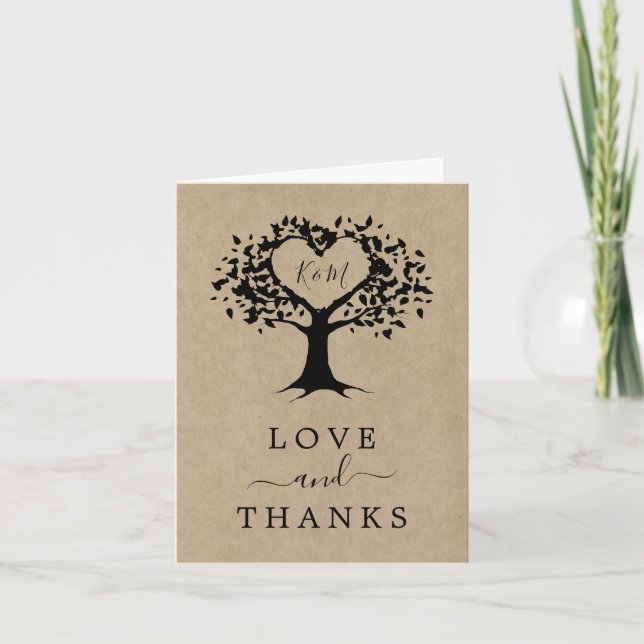 The Rustic Heart Tree Wedding Collection Thank You Card (Front)