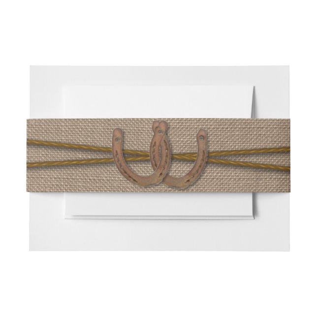 The Rustic Horseshoe Wedding Collection Invitation Belly Band (Front Example)
