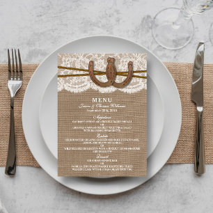 The Rustic Horseshoe Wedding Collection Menu Card
