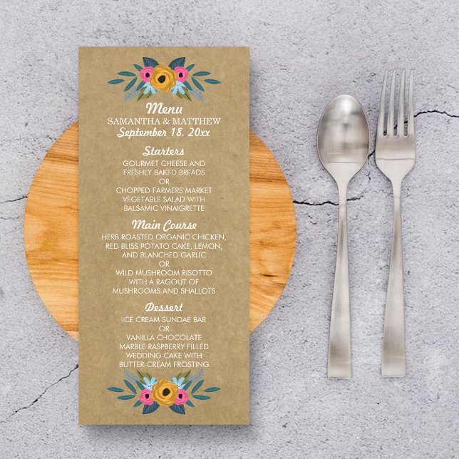 The Rustic Kraft Floral Wreath Wedding Collection Menu (Creator Uploaded)