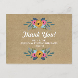 The Rustic Kraft Floral Wreath Wedding Collection Postcard