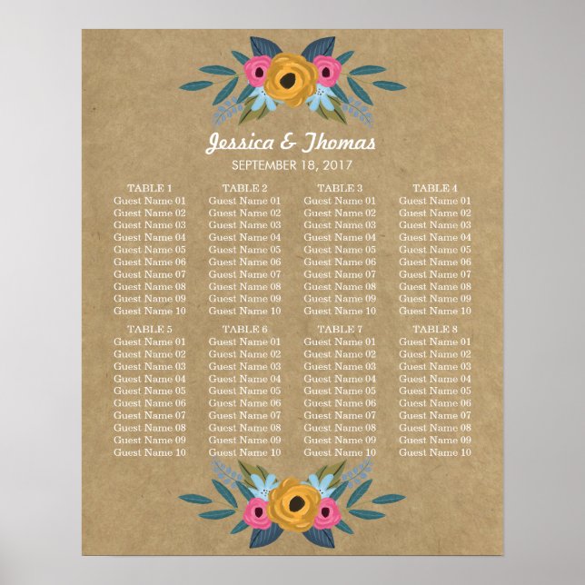 The Rustic Kraft Floral Wreath Wedding Collection Poster (Front)