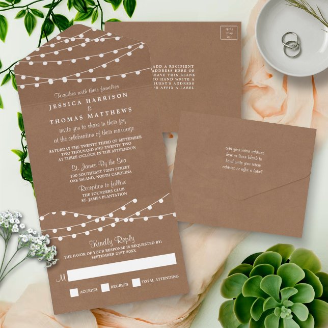 The Rustic Kraft String Lights Wedding Collection All In One Invitation (Creator Uploaded)