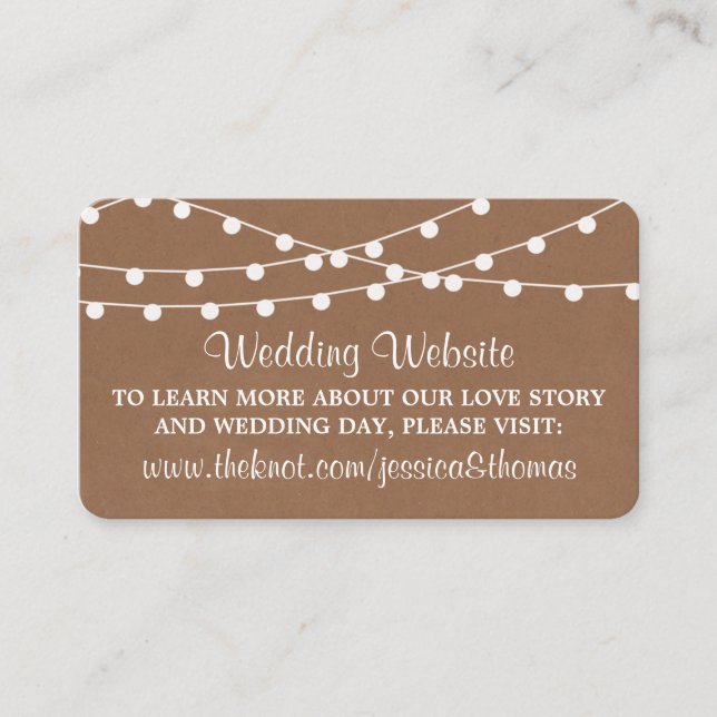 The Rustic Kraft String Lights Wedding Collection Enclosure Card (Front)