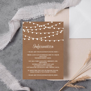 The Rustic Kraft String Lights Wedding Collection Enclosure Card