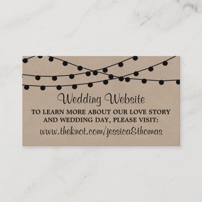 The Rustic Kraft String Lights Wedding Collection Enclosure Card (Front)