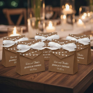 The Rustic Kraft String Lights Wedding Collection Favour Box