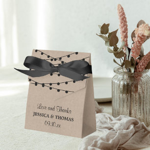 The Rustic Kraft String Lights Wedding Collection Favour Box